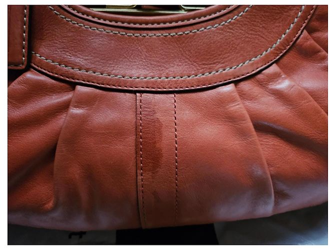Coach orange Leder-Handtasche mit Kussverschluss - Ansicht 3