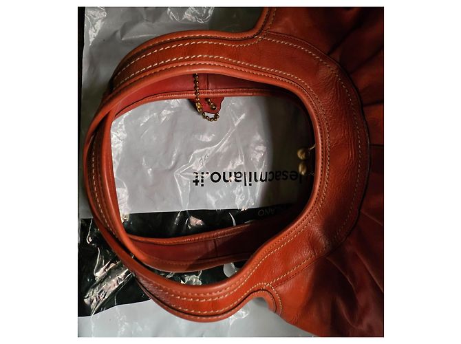 Coach orange Leder-Handtasche mit Kussverschluss - Ansicht 9