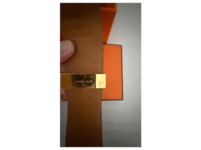 Hermès Hermes Bracciale in pelle nera con finiture dorate - vista 5