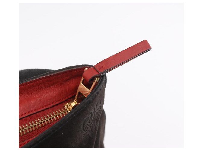 LOEWE Anton Shoulder Bag Suede Brown Gold - vista 18