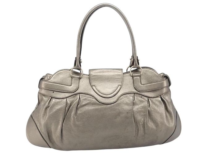 Salvatore Ferragamo Gancini Hand Bag Leather Gold - vista 2