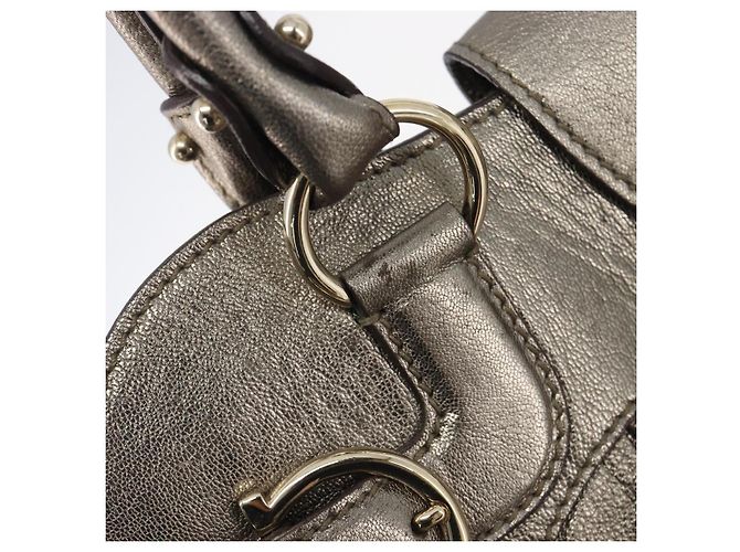Salvatore Ferragamo Gancini Hand Bag Leather Gold - vista 9