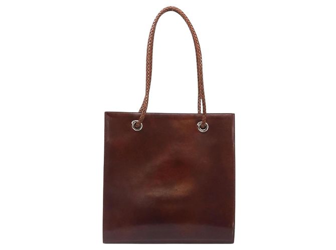 Panthère Cartier PANTHERE Tote Bag Patent Leather Brown Silver - vista 2