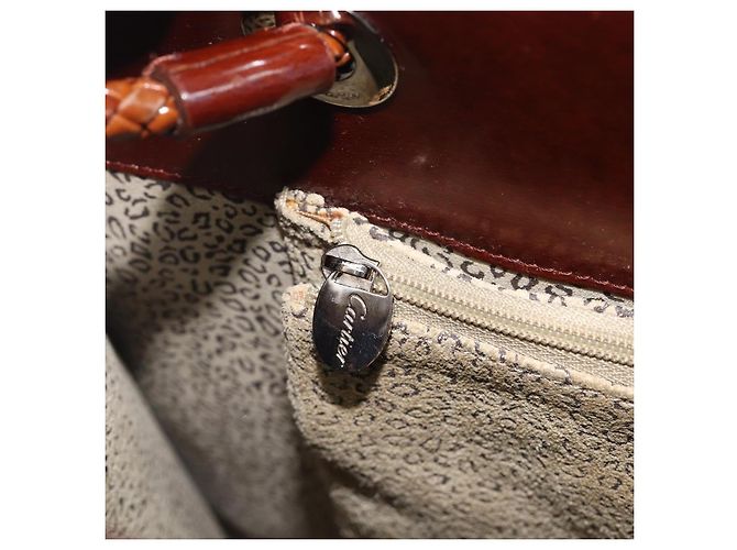 Panthère Cartier PANTHERE Tote Bag Patent Leather Brown Silver - vista 20