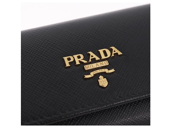 PRADA Key Case Safiano Leather Black Gold - view 12