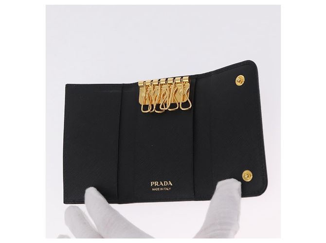 PRADA Key Case Safiano Leather Black Gold - view 13