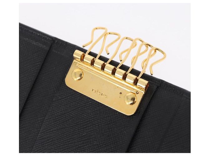 PRADA Key Case Safiano Leather Black Gold - view 16