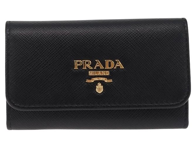 PRADA Key Case Safiano Leather Black Gold - view 2