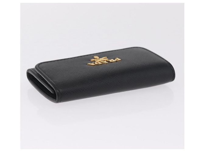 PRADA Key Case Safiano Leather Black Gold - view 6