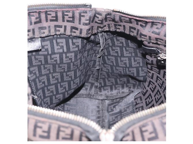 FENDI Zucchino Canvas Tote Bag Braun Silber - Ansicht 19