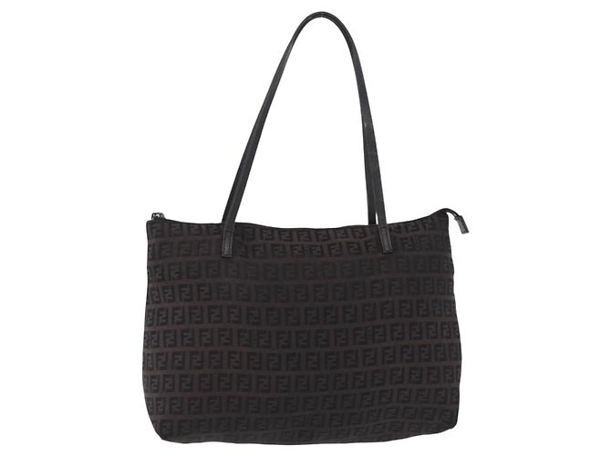 FENDI Zucchino Canvas Tote Bag Braun Silber - Ansicht 2
