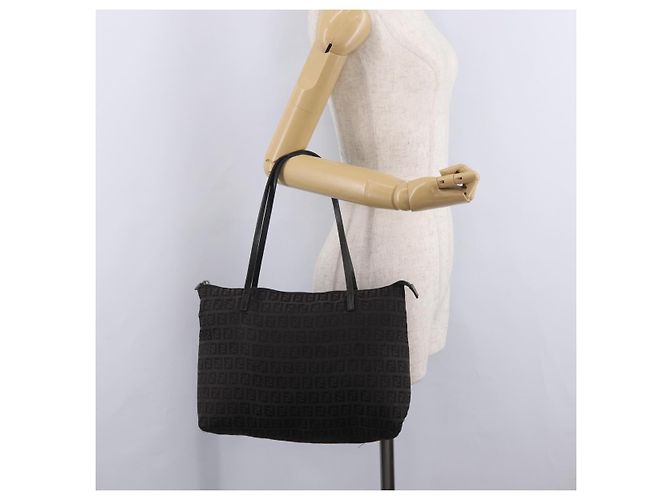 FENDI Zucchino Canvas Tote Bag Braun Silber - Ansicht 23