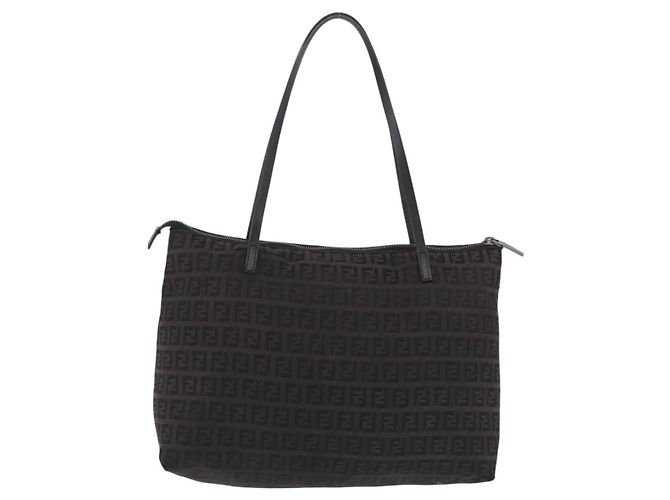 FENDI Zucchino Canvas Tote Bag Braun Silber - Ansicht 3