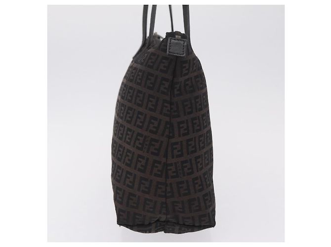 FENDI Zucchino Canvas Tote Bag Braun Silber - Ansicht 4
