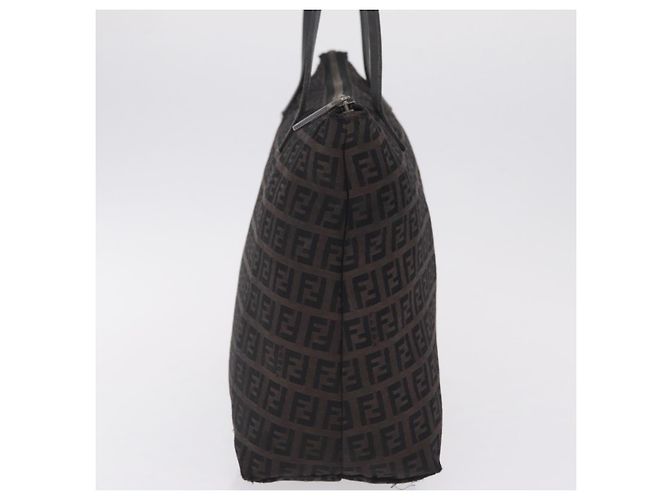 FENDI Zucchino Canvas Tote Bag Braun Silber - Ansicht 5