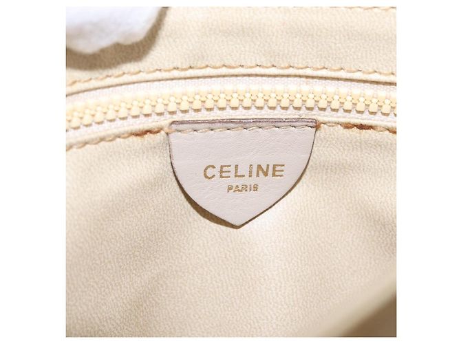Céline CELINE Bolsa de ombro em couro bege dourado - vista 19