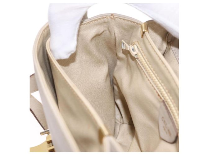 Céline CELINE Bolsa de ombro em couro bege dourado - vista 22