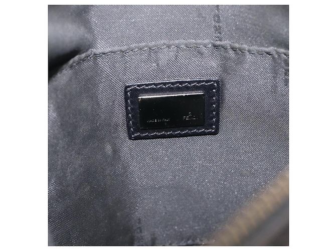 FENDI Zucchino Canvas Shoulder Bag Dark Brown Silver - vista 16