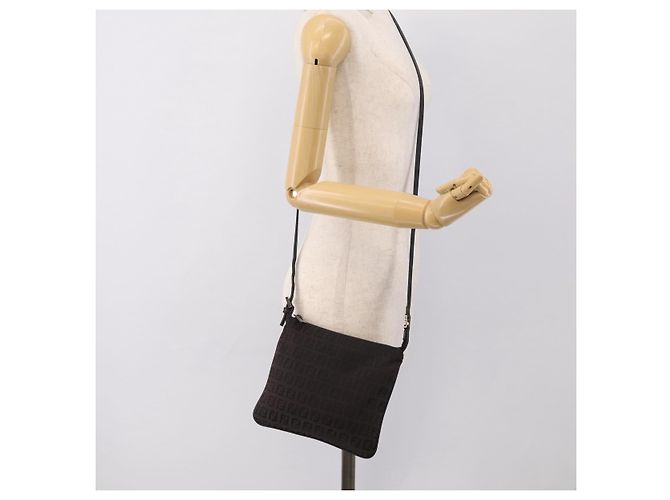 FENDI Zucchino Canvas Shoulder Bag Dark Brown Silver - vista 22