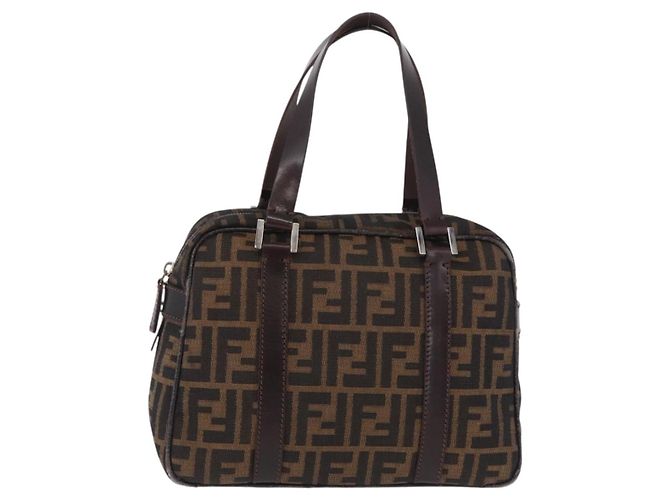 FENDI Zucca Canvas Handtasche Schwarz Braun - Ansicht 2