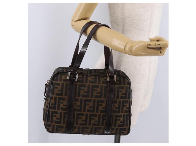 FENDI Zucca Canvas Handtasche Schwarz Braun - Ansicht 23