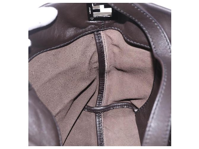 FENDI Shoulder Bag Leather Brown Silver - vista 18