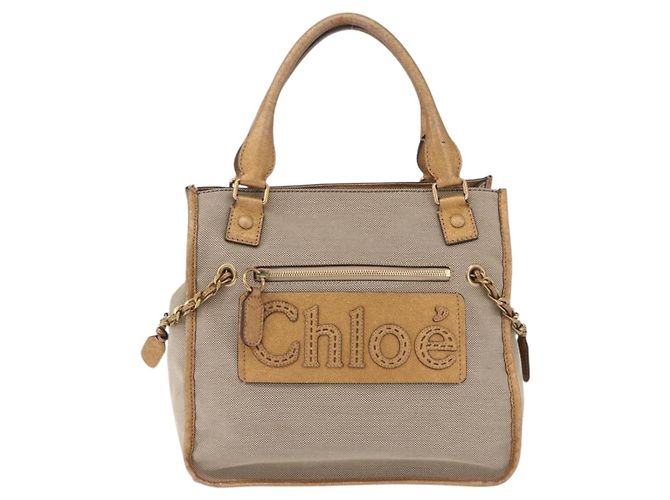 Chloé Chloe Harley Hand Bag Canvas Beige Gold - vista 2