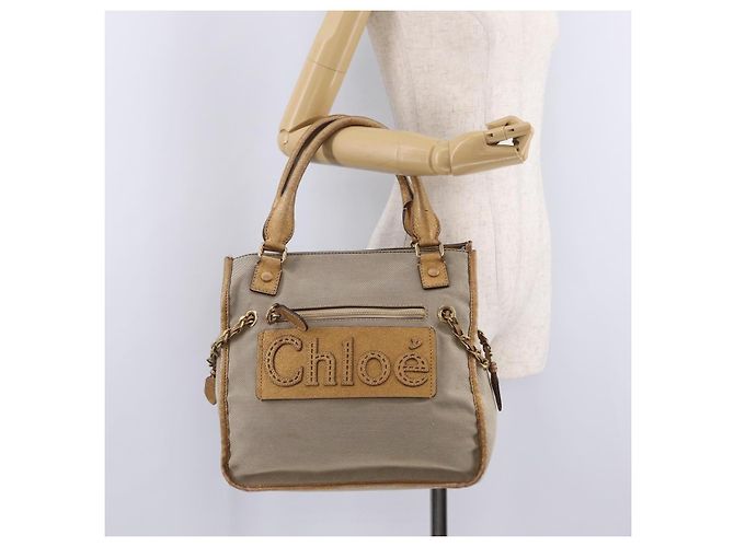 Chloé Chloe Harley Hand Bag Canvas Beige Gold - vista 28