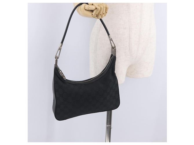 GUCCI GG Canvas Shoulder Bag Black Silver 001 3812 2123 - vista 24