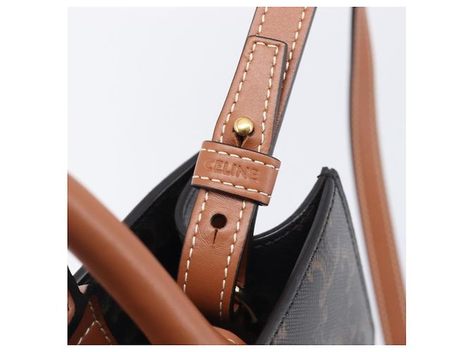 Céline CELINE Triomphe Tote Bag PVC Leather 2way Black Gold - vista 17