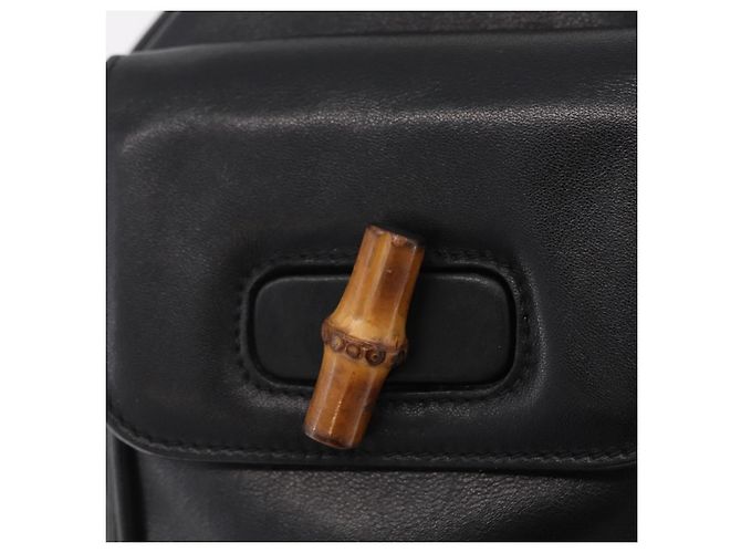 GUCCI Bamboo Backpack Leather Black Gold Tone 003 2058 0016 - vista 16