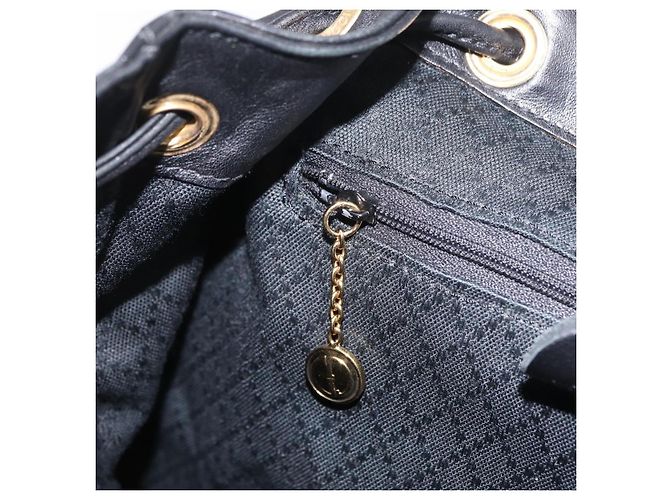 GUCCI Bamboo Backpack Leather Black Gold Tone 003 2058 0016 - vista 24