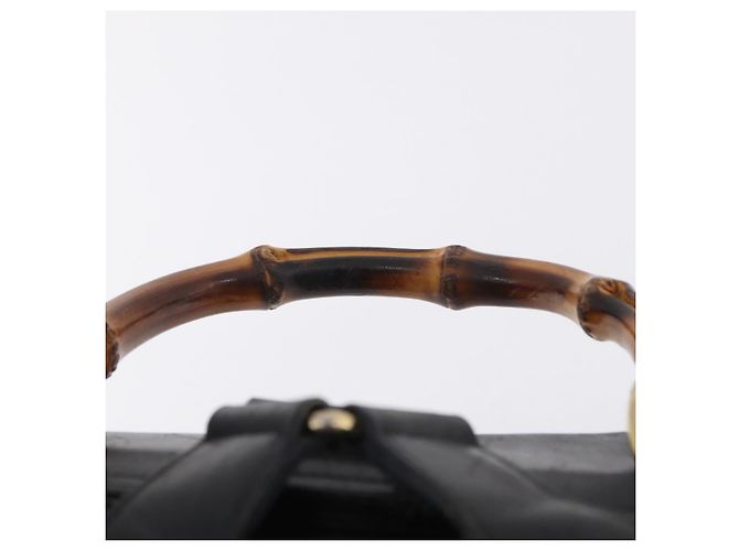 GUCCI Bamboo Backpack Leather Black Gold Tone 003 2058 0016 - vista 8