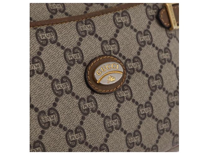 GUCCI GG Plus Supreme Shoulder Bag PVC Beige Gold - vista 16