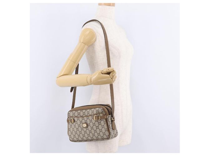 GUCCI GG Plus Supreme Shoulder Bag PVC Beige Gold - vista 27