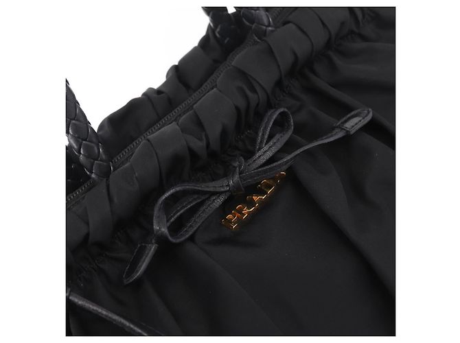 PRADA Sac Tote Nylon 2way Noir Doré - vue 18
