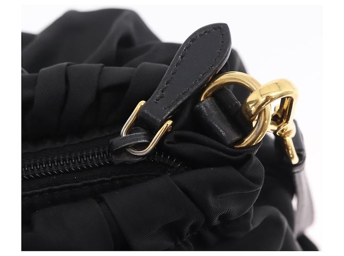 PRADA Sac Tote Nylon 2way Noir Doré - vue 21
