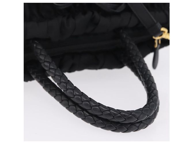 PRADA Sac Tote Nylon 2way Noir Doré - vue 7