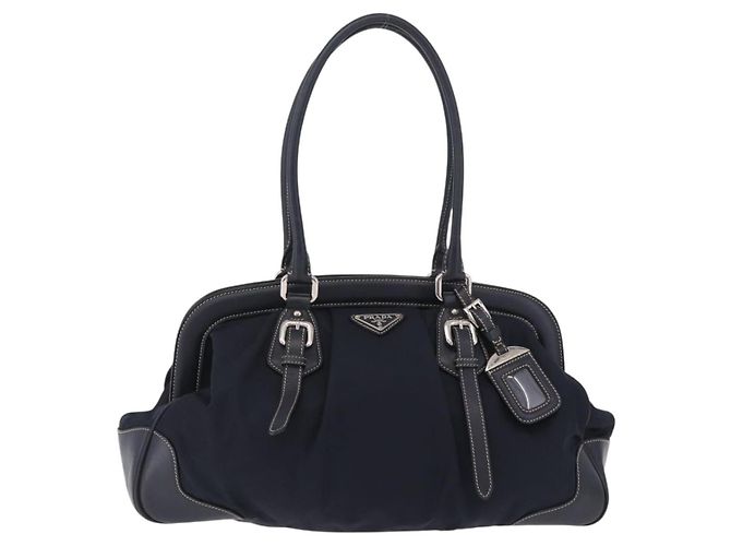 PRADA Bolso Boston Nylon Navy Silver - vista 2
