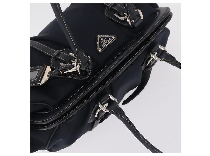PRADA Bolso Boston Nylon Navy Silver - vista 6