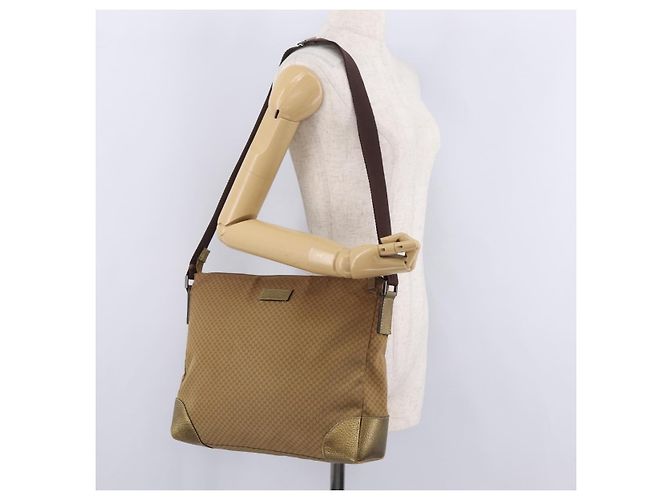 GUCCI Micro GG Canvas Shoulder Bag Nylon Outlet Brown Silver 257301 - vista 25