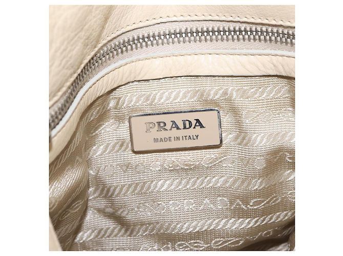 PRADA Tote Bag Leather Ivory Silver - vista 20