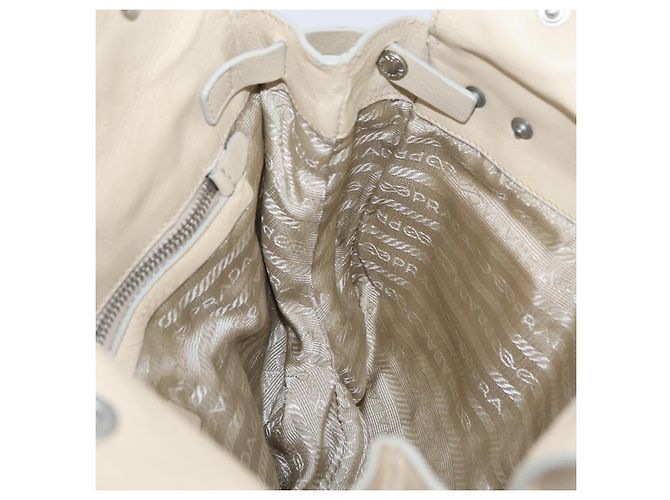 PRADA Tote Bag Leather Ivory Silver - vista 22