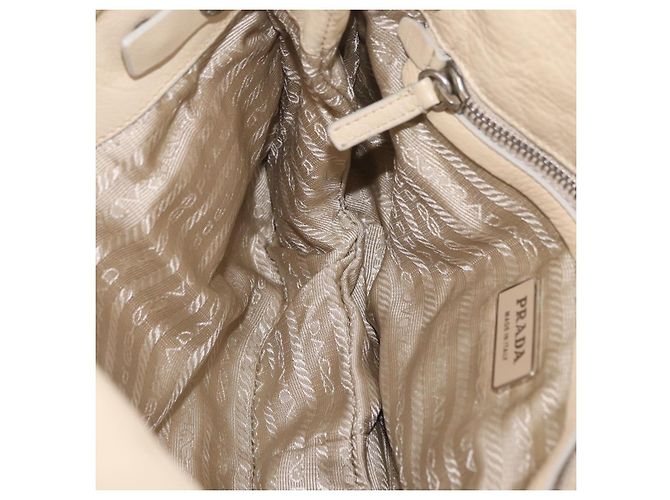 PRADA Tote Bag Leather Ivory Silver - vista 23