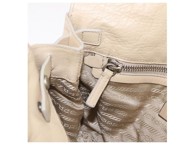 PRADA Tote Bag Leather Ivory Silver - vista 24