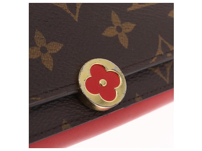 LOUIS VUITTON Monogram Portefeuille Flore Compact Wallet Red M64587 - vista 12