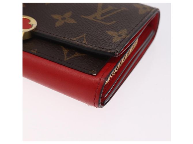 LOUIS VUITTON Monogram Portefeuille Flore Compact Wallet Red M64587 - vista 9