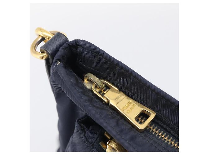 PRADA Sac à épaule Nylon Navy Gold - vue 16