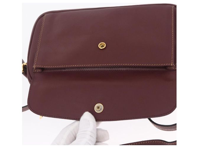 Cartier Must Line Shoulder Bag Leather Bordeaux Gold - vista 25