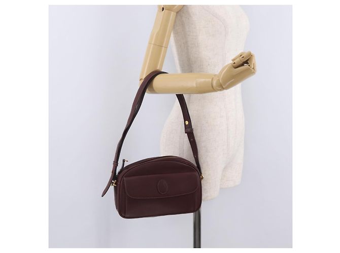 Cartier Must Line Shoulder Bag Leather Bordeaux Gold - vista 29